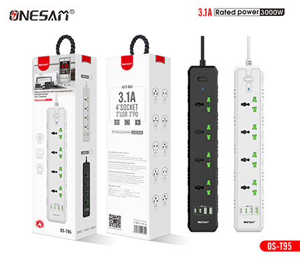 ONESAM T95 3.1A auto max (2PD+2 usb 4 socket) 3000w rated power socket