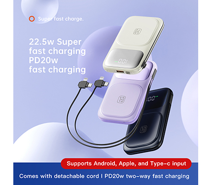 NW1 22.5w +PD20w Super fast charging Supports Android, Apple, and Type-c input power bank（10000mAh/20000mAh ）